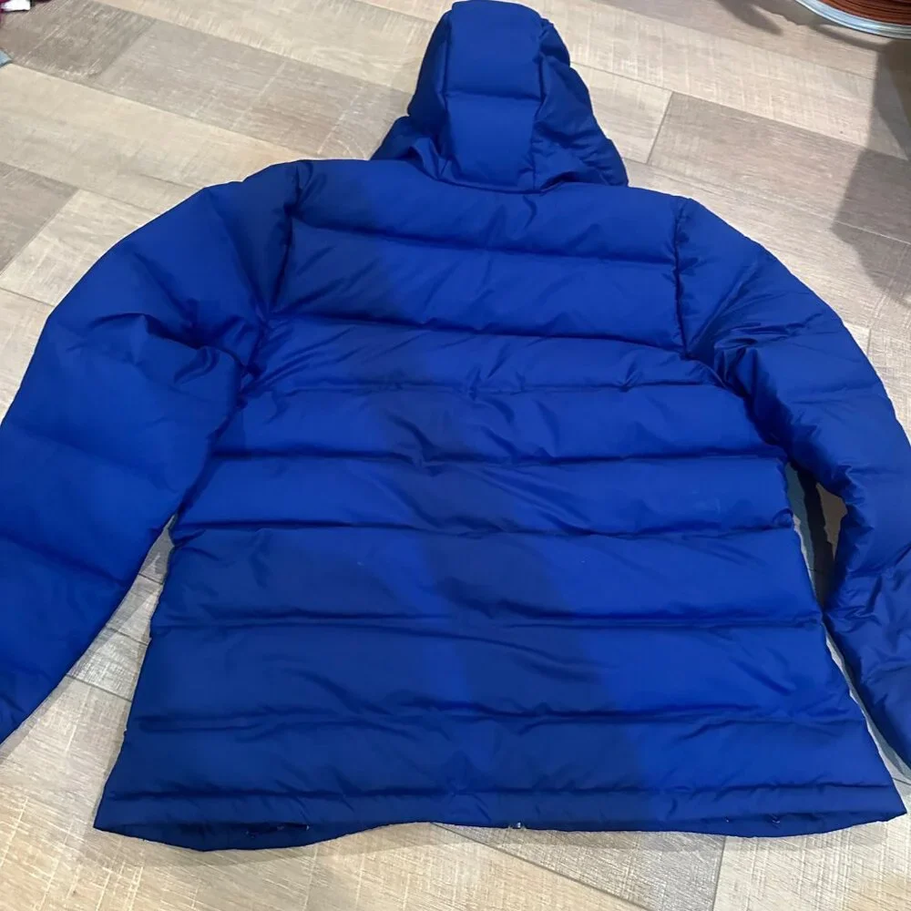 ADIDAS MENS ROYAL BLUE XL HOODED PUFFER JACKET